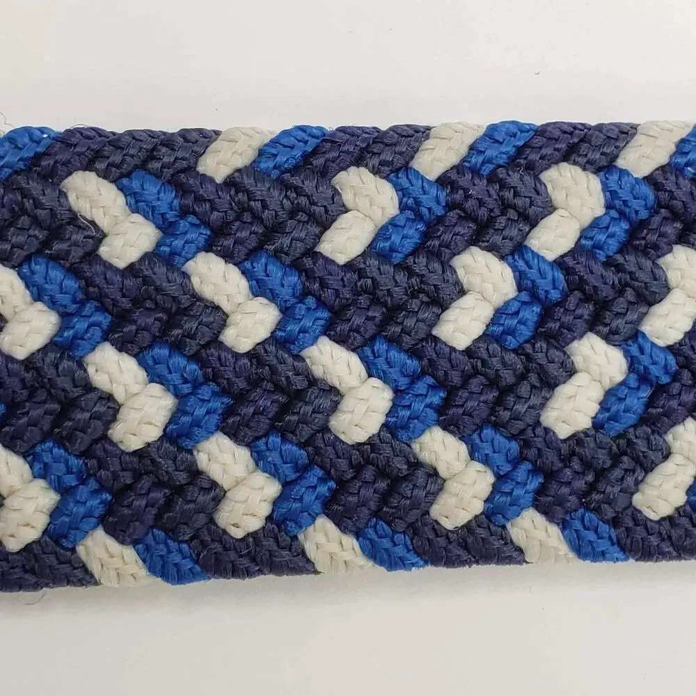 Robert Graham Men's Belt Size XL Braided With Leather Extensions Blue White